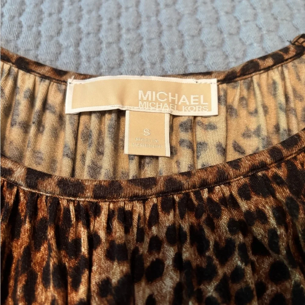 Michael Kors Brown and Black Smocked Blouse - Picture 2 of 2
